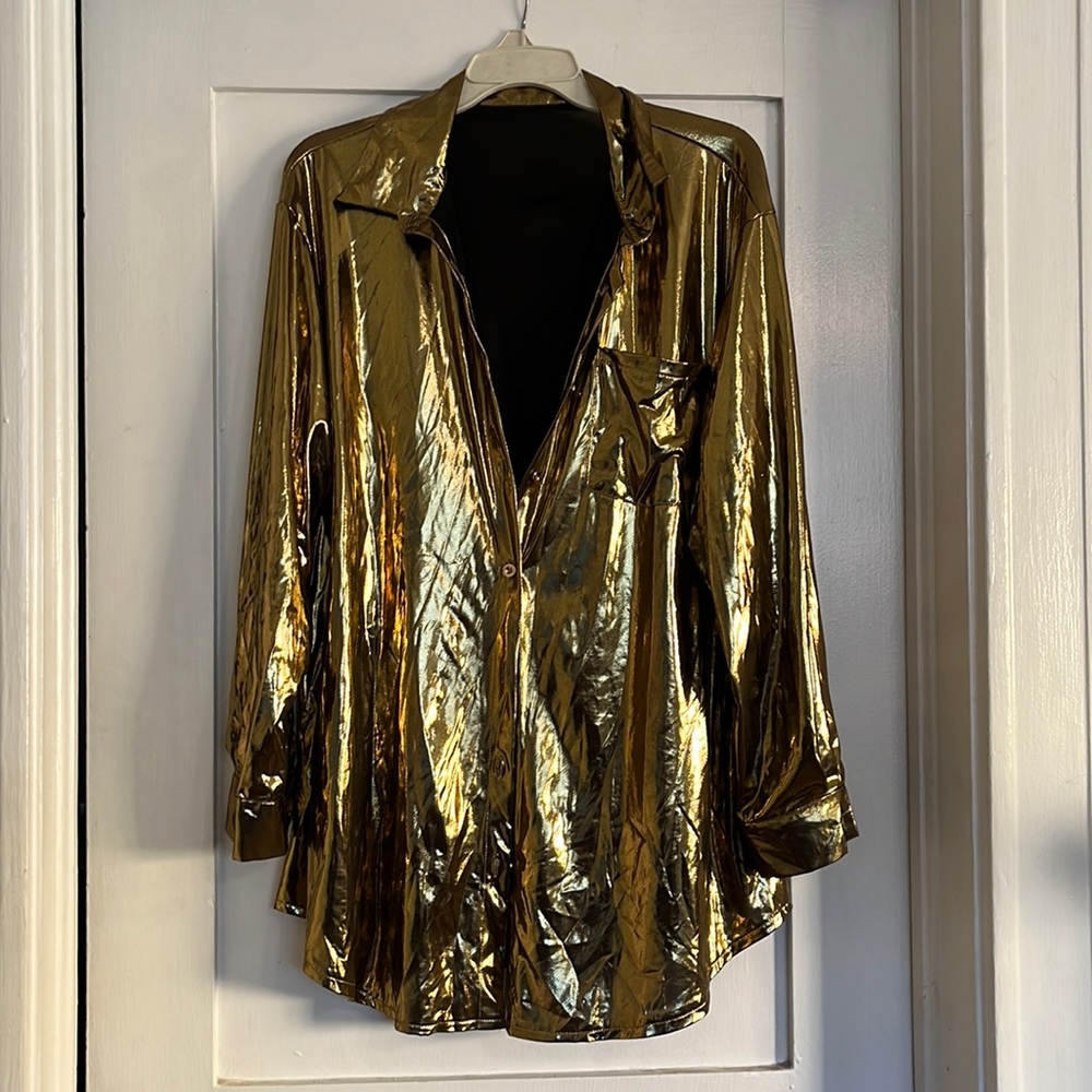 Shiny Gold Button Down XL